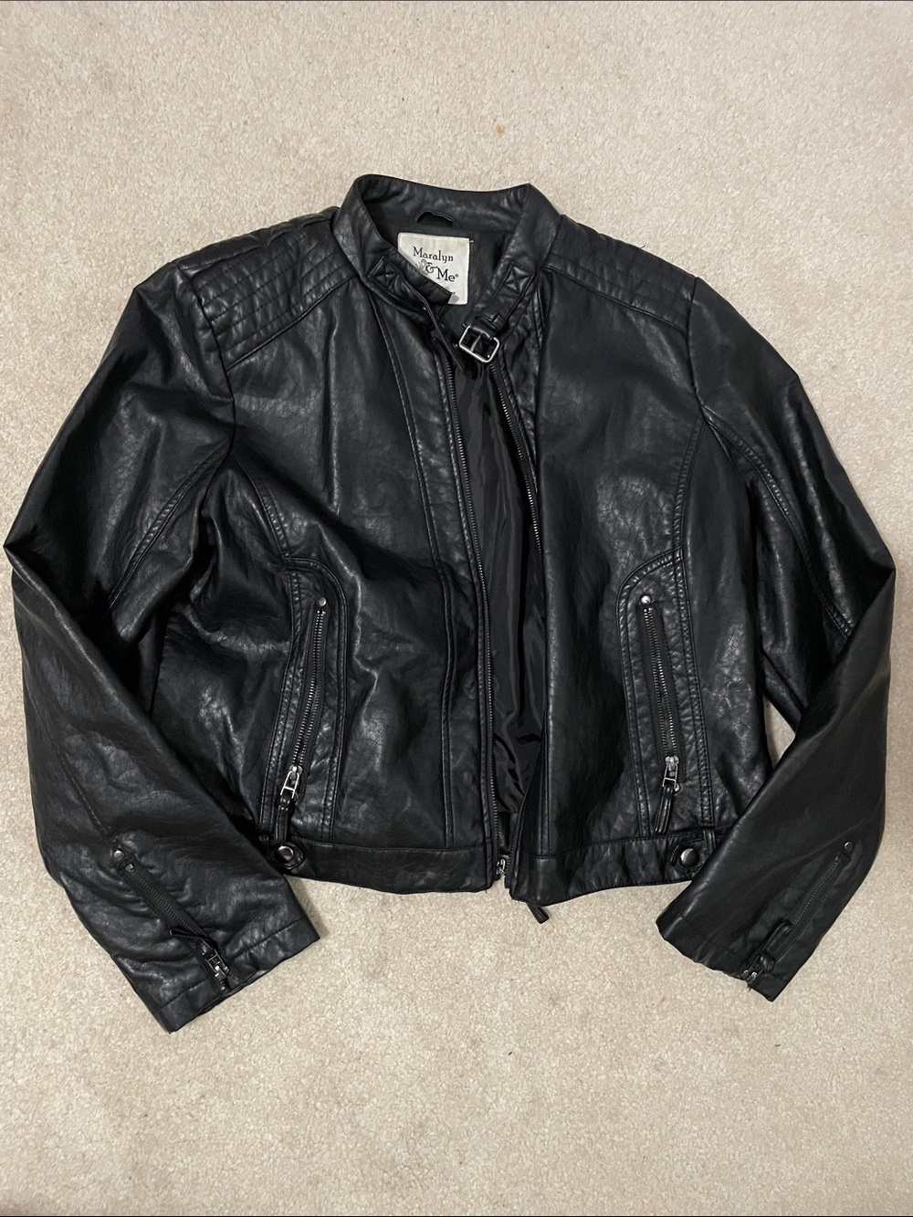Maralyn & Me Black Faux Leather Moto Jacket